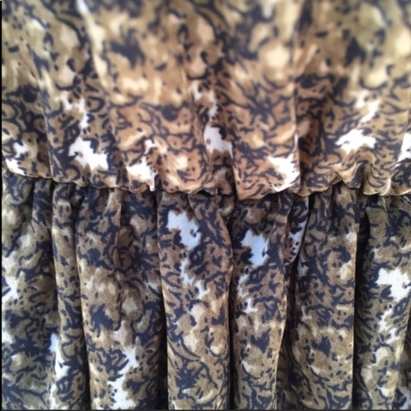 Ya Los Angeles retro print one shoulder chocolate brown mini fit/flare HP25x3 - Picture 5 of 11